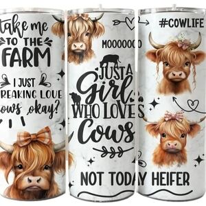 Cow-Themed Tumbler Set - White and Brown